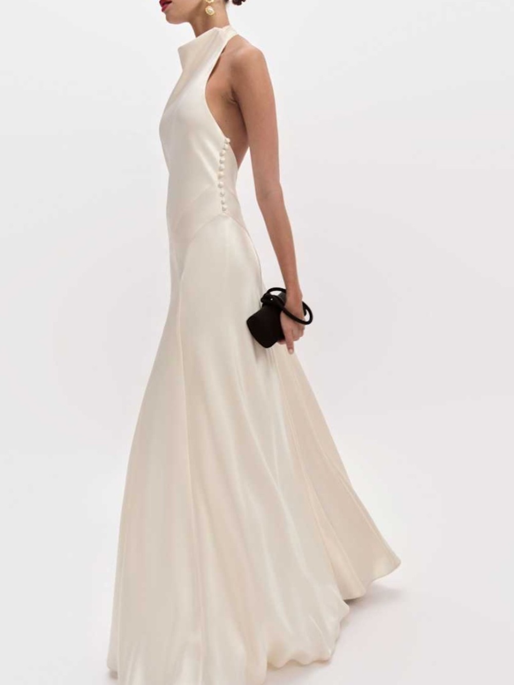Reformation ROY Satin Wedding Dress Halter Gown Fior Di Latte Ivory With Tags 8
